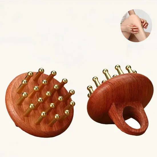 Foot & Facial Massager with Deep Massage to Promote Blood Circulation Wood+Copper Made Massage Face Gua Sha