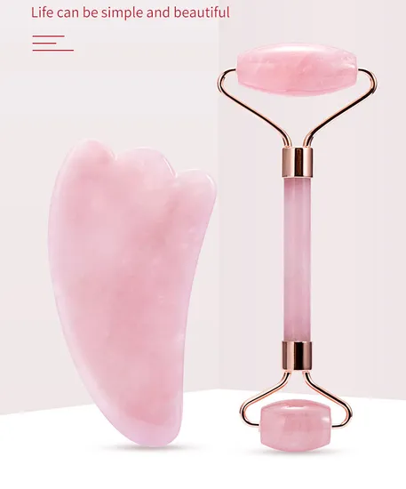 Jade Roller and Guasha Massage Tool Gift Set Custom Logo Wholesale High Quality Jade Face Roller and Gua Sha 