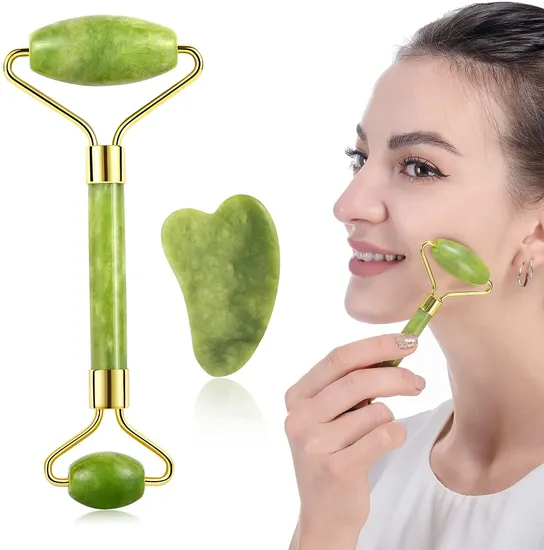 Handheld Neck Massager Jade Roller Gua Sha Tool Facial Massage 