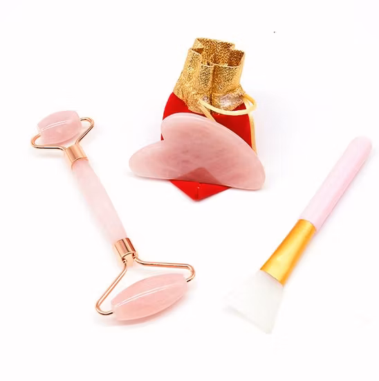 Beauty Products Gemstone Rose Quartz Roller Natural Jade Massager Rose Quartz Facial Massage Roller