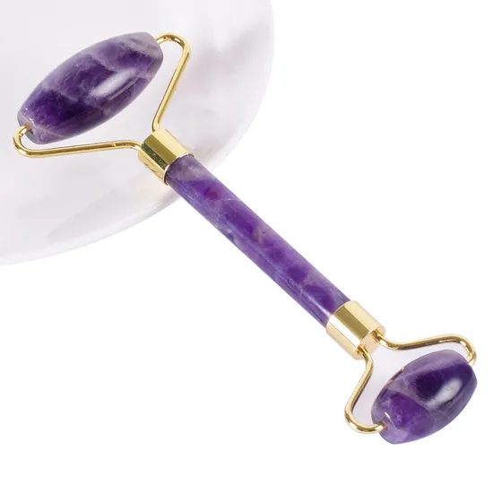 Best Quality Amethyst Crystal Welded Jade Roller Beauty Facial Massager 