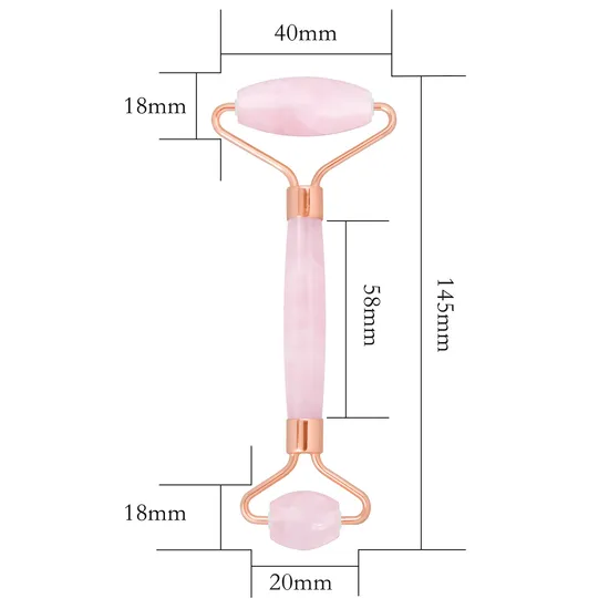 New Design 3D Shaped Rose Quartz Roller Facial Massage Anti