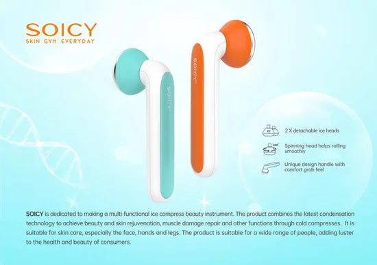 Handheld 304 Stainless Steel 360 Degree Rotation Pain Relief Soicy Ice Roller for Facial Massage 
