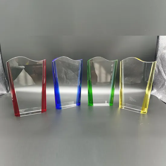 Facetted Octagonal Crystal Jade Glass Award Trophy 