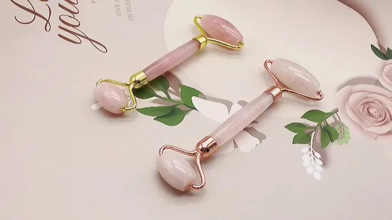 Natural Pink Crystal Jade Roller Massager Face Massager Without Box 