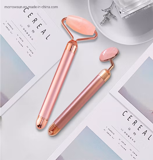 Cosmetic Vibrating Jade Roller 24K Golden Skin Handle Mini 3D Slimming Waterproof Facial Massager